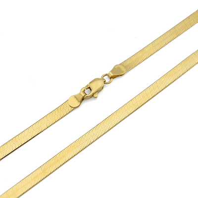 4MM Unisex 10k Yellow Gold 8.8 grams Flat Heringbone Chain Necklace 22 Inches - Elite Jewelers - Necklaces & Chains