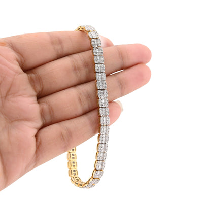 5.5MM 10k Yellow Gold 15.2gm 3.72CTW Round/Baguette Pure Diamond Tennis Bracelet - Elite Jewelers - Bracelets