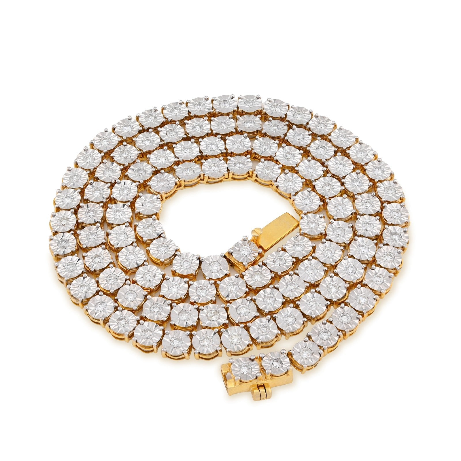 5.5MM 10k Yellow Gold 4.94CTW Natural Diamond Tennis Chain 28.6g 22Inch Necklace - Elite Jewelers - Necklaces