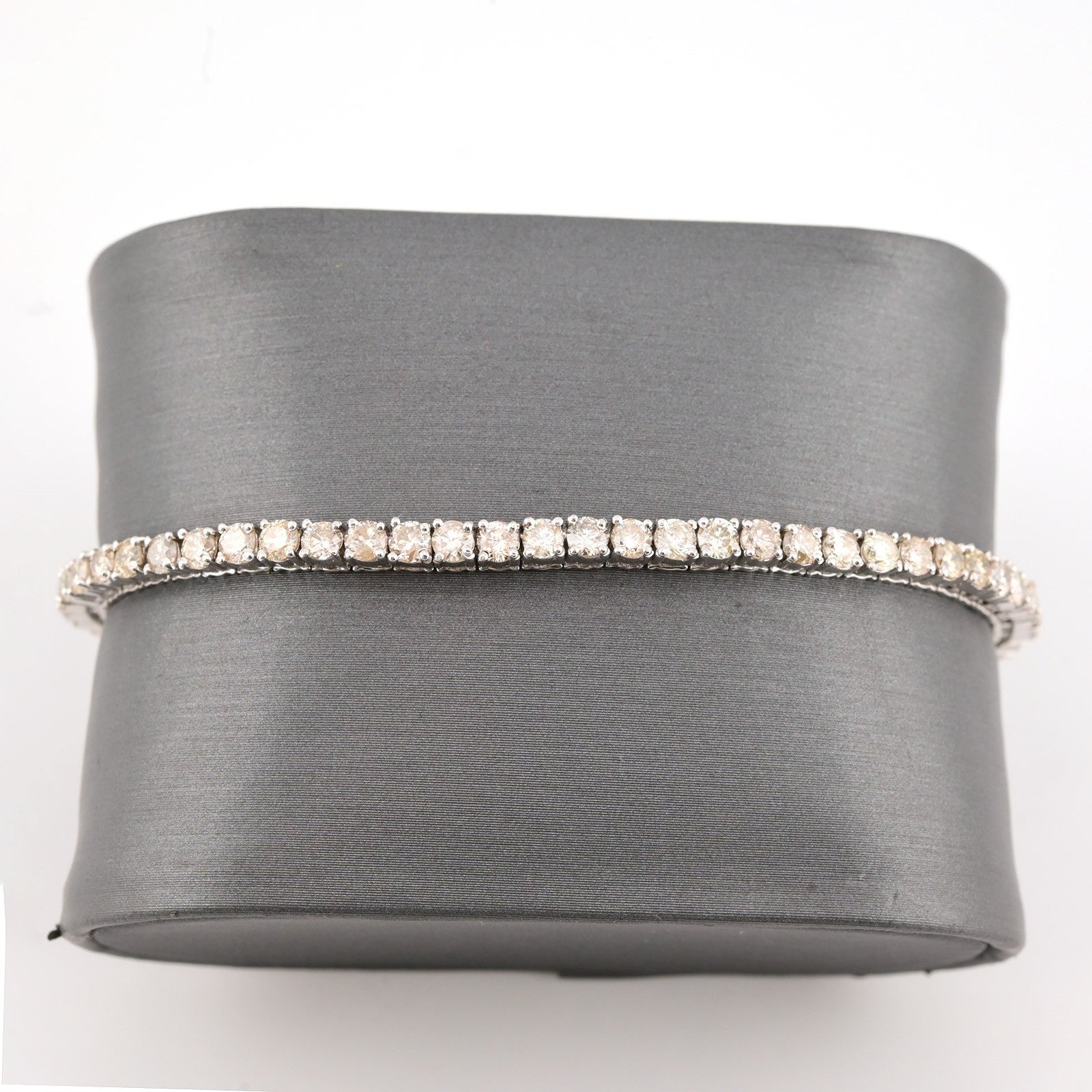 Men 3MM 10k White Gold 11.2g 5.5CTW Natural Round Diamond Tennis Bracelet 7 Inch