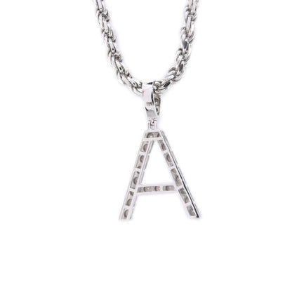925 Silver Natural 0.15 CTW Diamond Initial Alphabet "A" Pendant 2g Unisex Charm