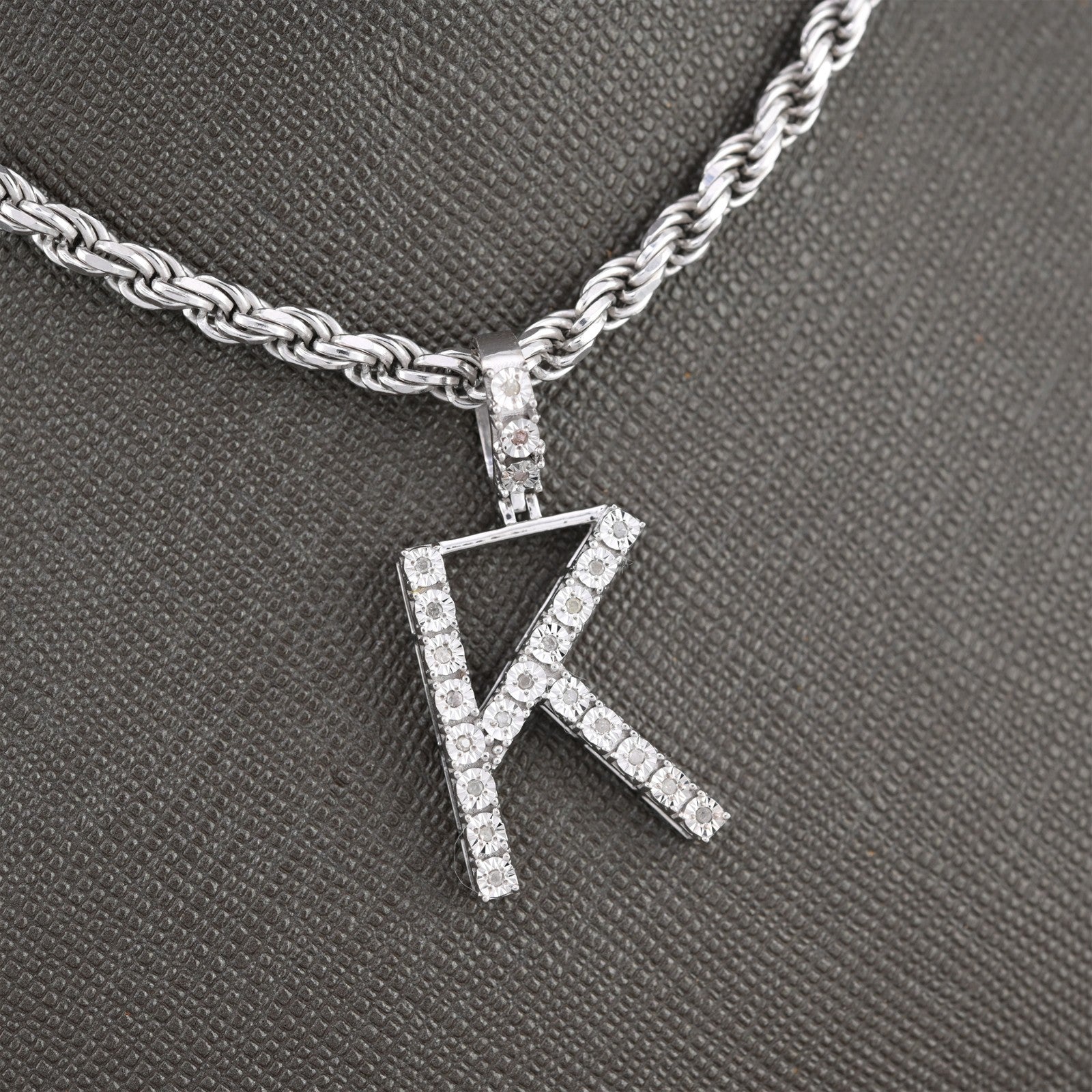 Plated 925 Sterling Silver Natural Diamond Pendant 2 grams Charm A to Z Initials