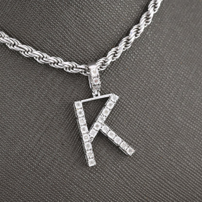 Plated 925 Sterling Silver Natural Diamond Pendant 2 grams Charm A to Z Initials