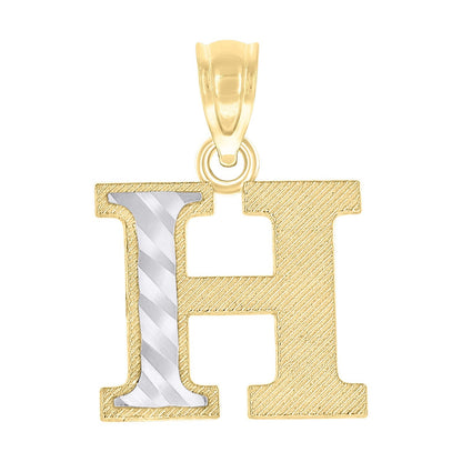 10k Yellow & White Gold Initial Letter "H" Pendant 0.7g Alphabet Unisex Charm