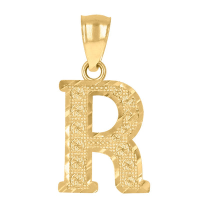 10k Yellow Gold Initial Letter "R" Pendant 1g Alphabet Unisex Charm