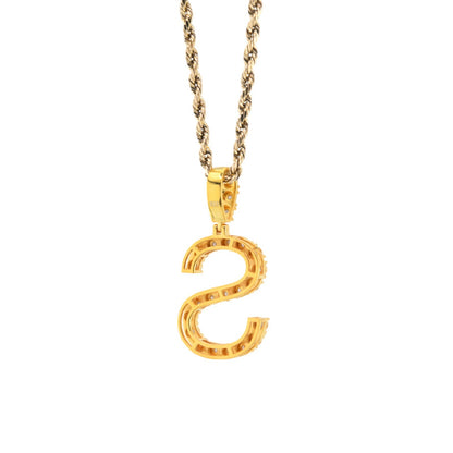 925 Yellow Natural 0.15 CTW Diamond Initial Alphabet "S" Pendant 2g Unisex Charm