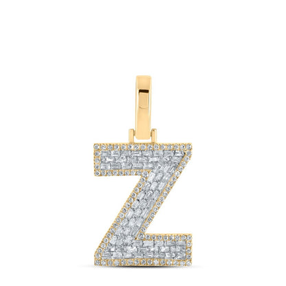 10k Yellow Gold Mens 0.54 CTW Baguette Diamond Initial "Z" Charm 2.19g Pendant