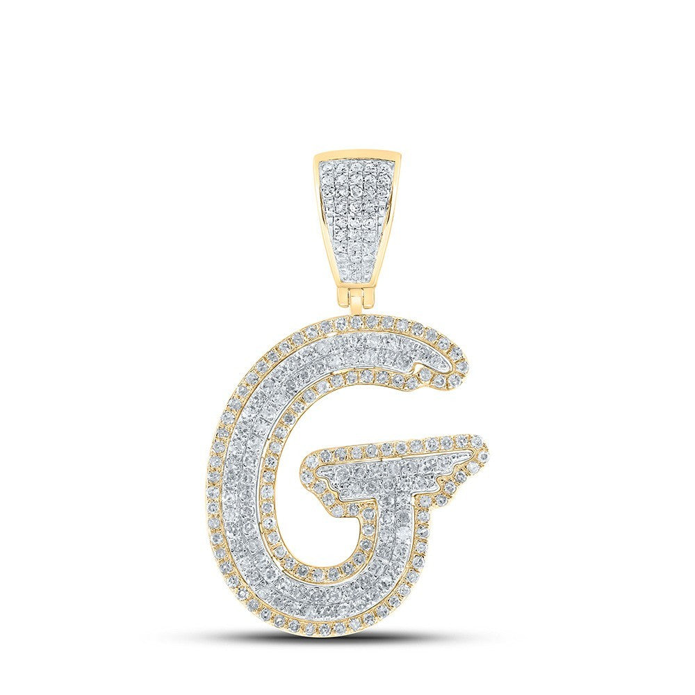 10k Yellow & White Gold 1.01 CTW Natural Diamond Initial "G" Charm 4.5g Pendant