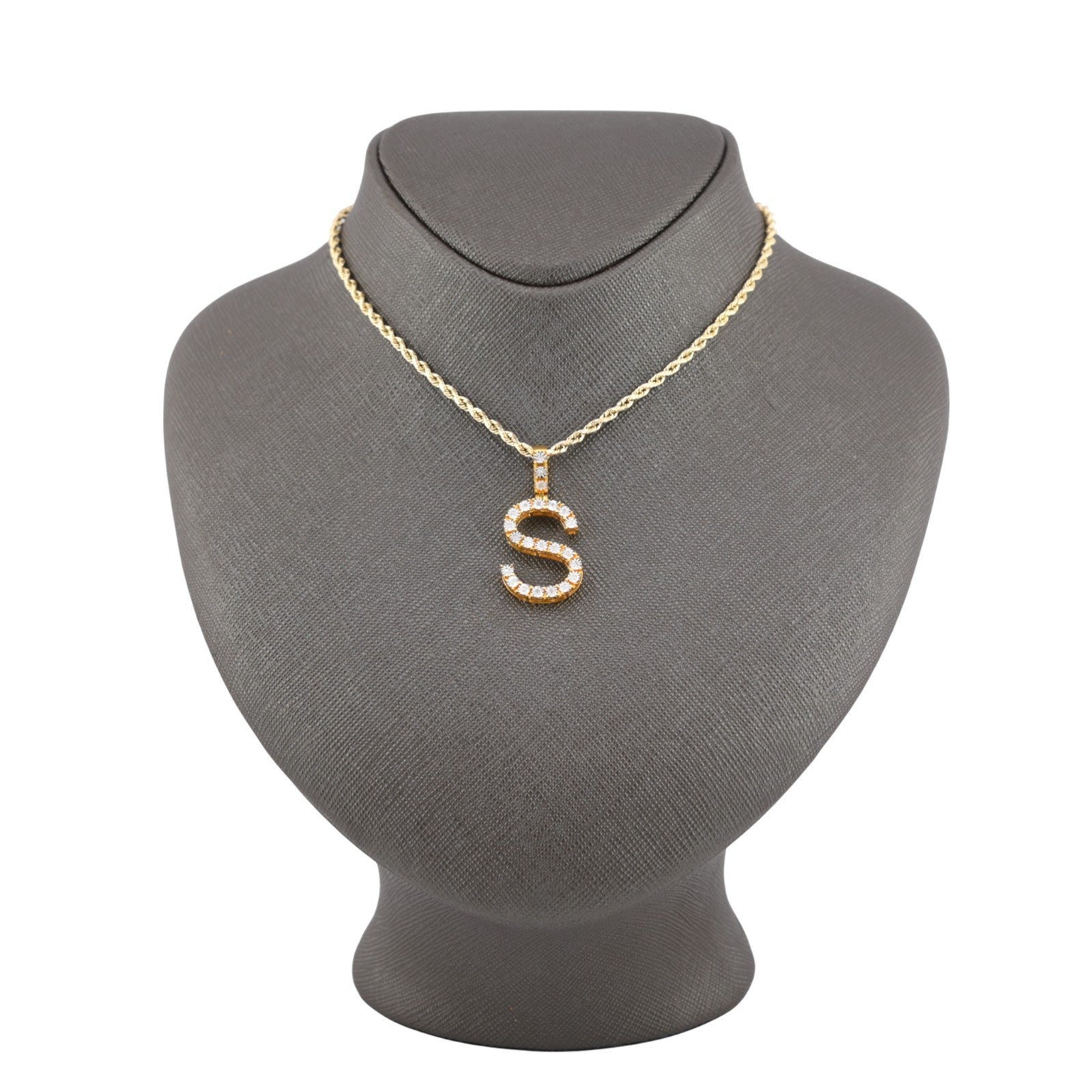 925 Yellow Natural 0.15 CTW Diamond Initial Alphabet "S" Pendant 2g Unisex Charm