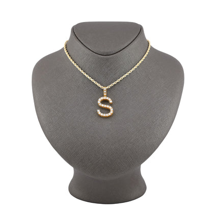 925 Yellow Natural 0.15 CTW Diamond Initial Alphabet "S" Pendant 2g Unisex Charm