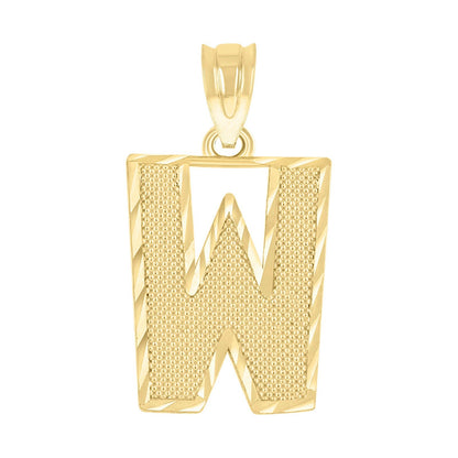 10k Yellow Gold Initial Letter "W" Pendant 1g Alphabet Unisex Charm