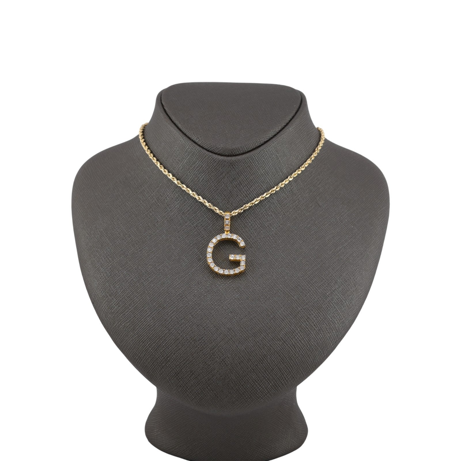 925 Yellow Natural 0.15 CTW Diamond Initial Alphabet "G" Pendant 2g Unisex Charm