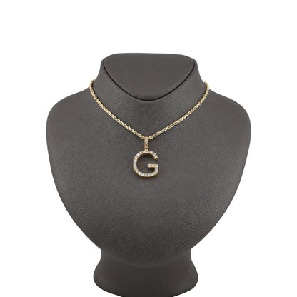 925 Yellow Natural 0.15 CTW Diamond Initial Alphabet "G" Pendant 2g Unisex Charm