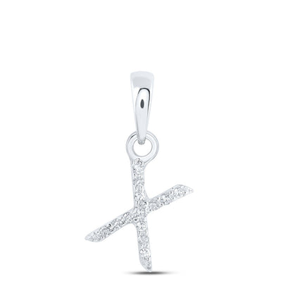 0.03CTW Natural Diamond 0.3g 10k White Gold Initial "X" Pendant Letter Charm