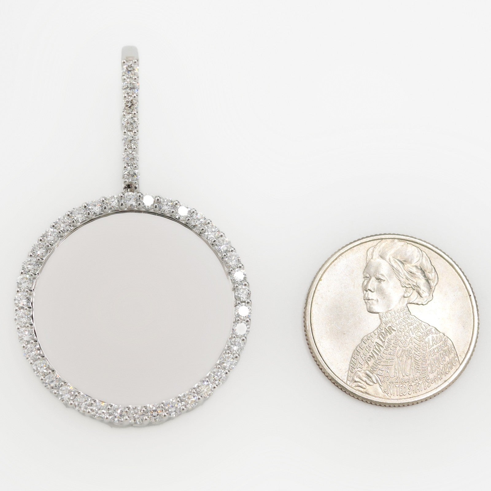 Sterling Silver 2.24CTW Lab Grown Diamond Picture Charm Big Pointer Pendant 8gms