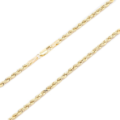 10k Yellow Gold 2MM Diamond Cut 2 Rope Chains Necklace Mens Womens 22 Inches