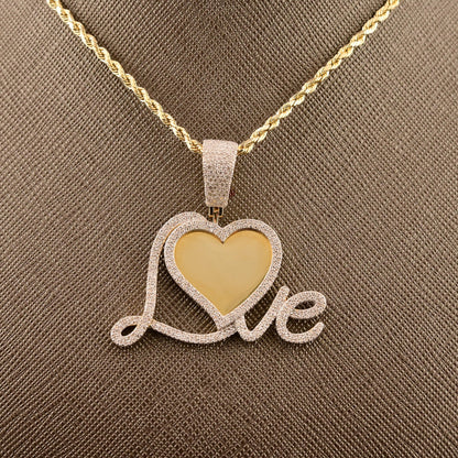 10k Yellow Gold 1.05CTW Natural Diamond Love Picture Memory Pendant 6.2g Charm