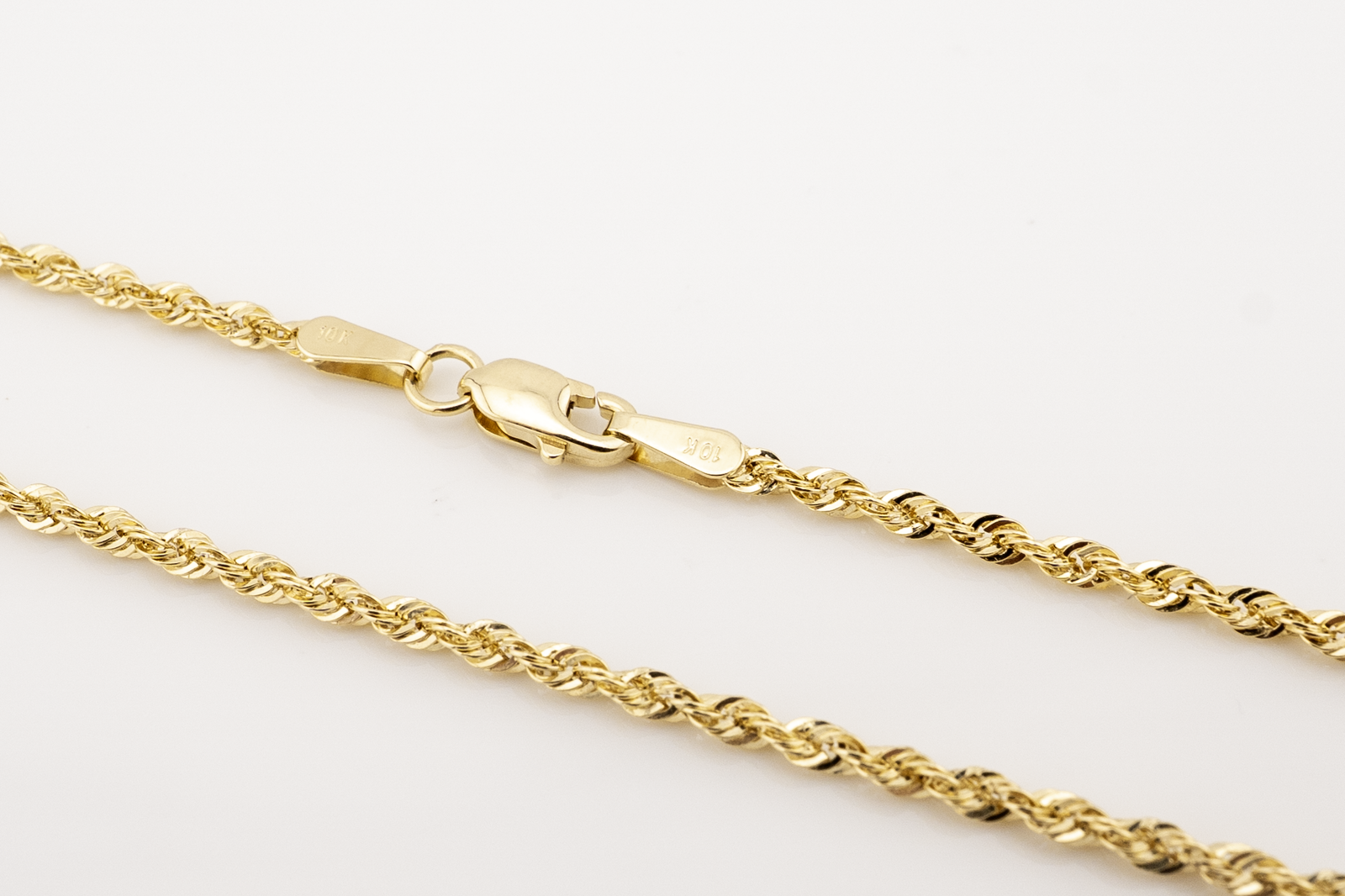 10K Yellow Gold 2mm Rope Chain Necklace 18"-24" Diamond Cut Pendant Mens Women