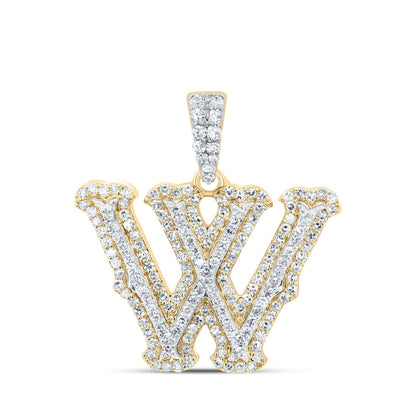 10k Yellow & White Gold 0.53 CTW Natural Diamond Initial "W" Charm 2.47g Pendant
