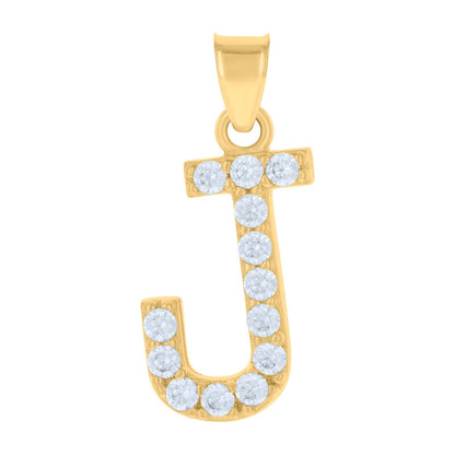 10k Yellow Gold Cubic Zirconia Initial "J" Pendant 0.9g Alphabet Unisex Charm