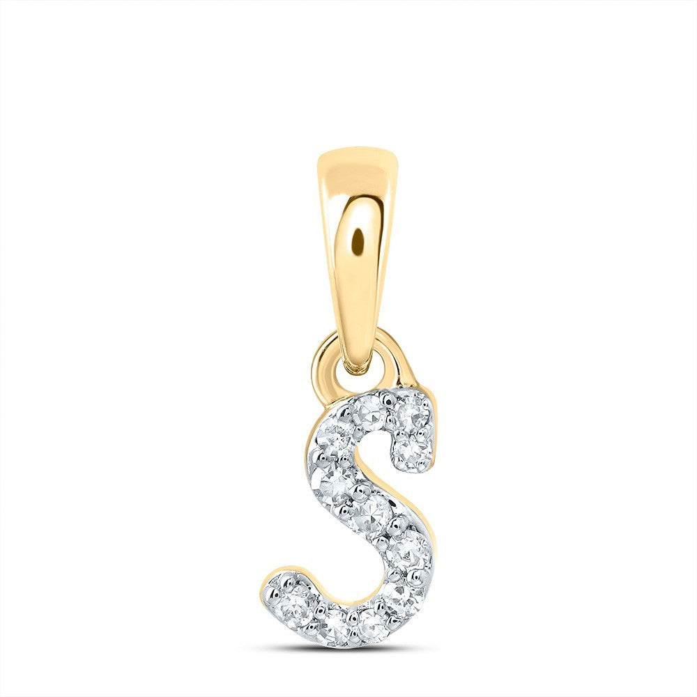 0.04CTW Natural Diamond 0.22g 10k Yellow Gold Initial "S" Pendant Letter Charm