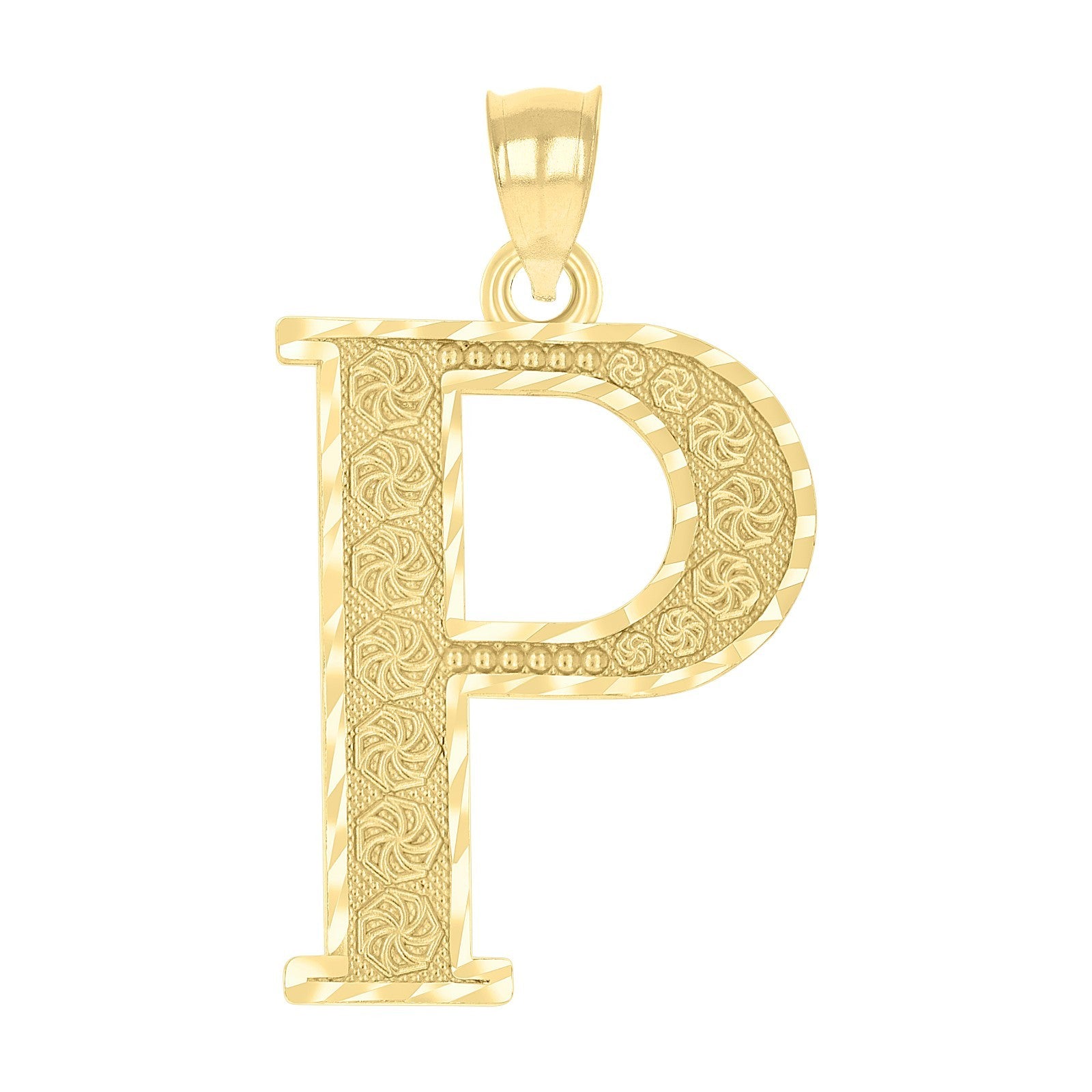 10k Yellow Gold Initial Letter "P" Pendant 2.2g Alphabet Unisex Charm