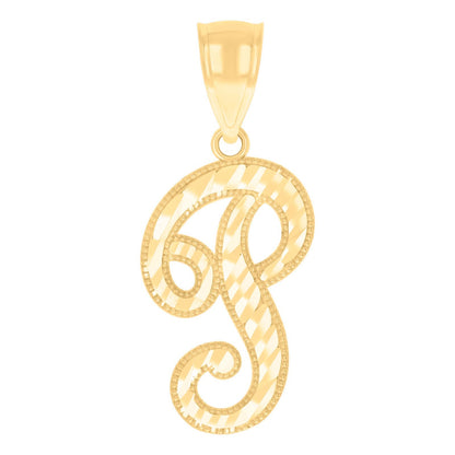 10k Yellow Gold Initial Letter "P" Pendant 1g Script Alphabet Unisex Charm