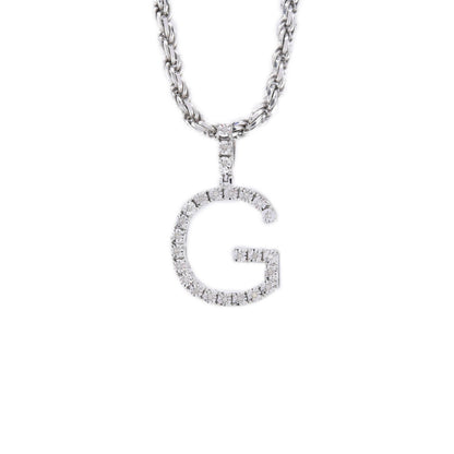925 Silver Natural 0.15 CTW Diamond Initial Alphabet "G" Pendant 2g Unisex Charm