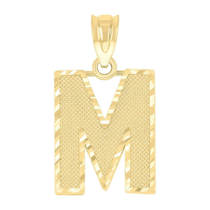 10k Yellow Gold Initial Letter "M" Pendant 1g Alphabet Unisex Charm