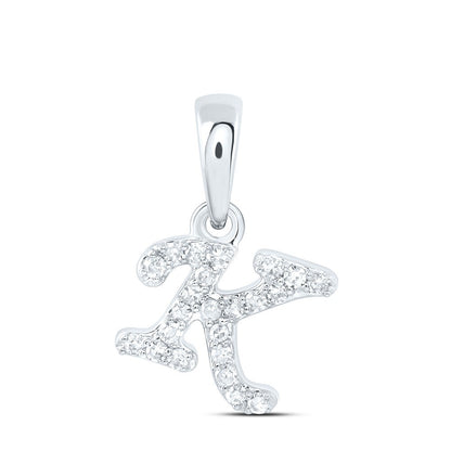 0.07CTW Natural Diamond 0.37g 10k White Gold Initial "K" Pendant Letter Charm
