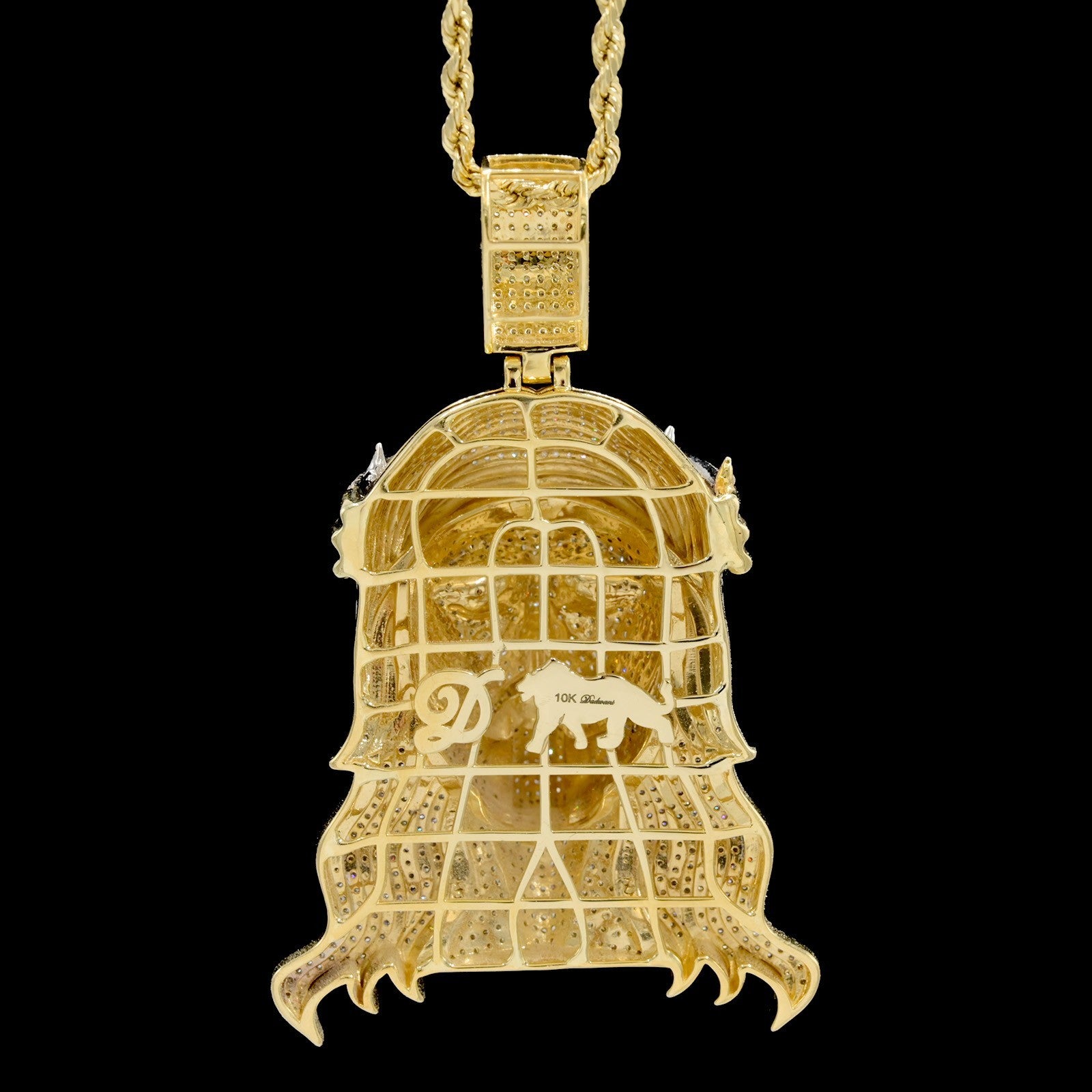 10k Yellow Gold 3.85CTW Natural Round Diamond Jesus Head Pendant 23.7g Charm