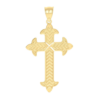 For Womens 10k Yellow Gold Textured Cross Religious Charm 1.1gms Pendant