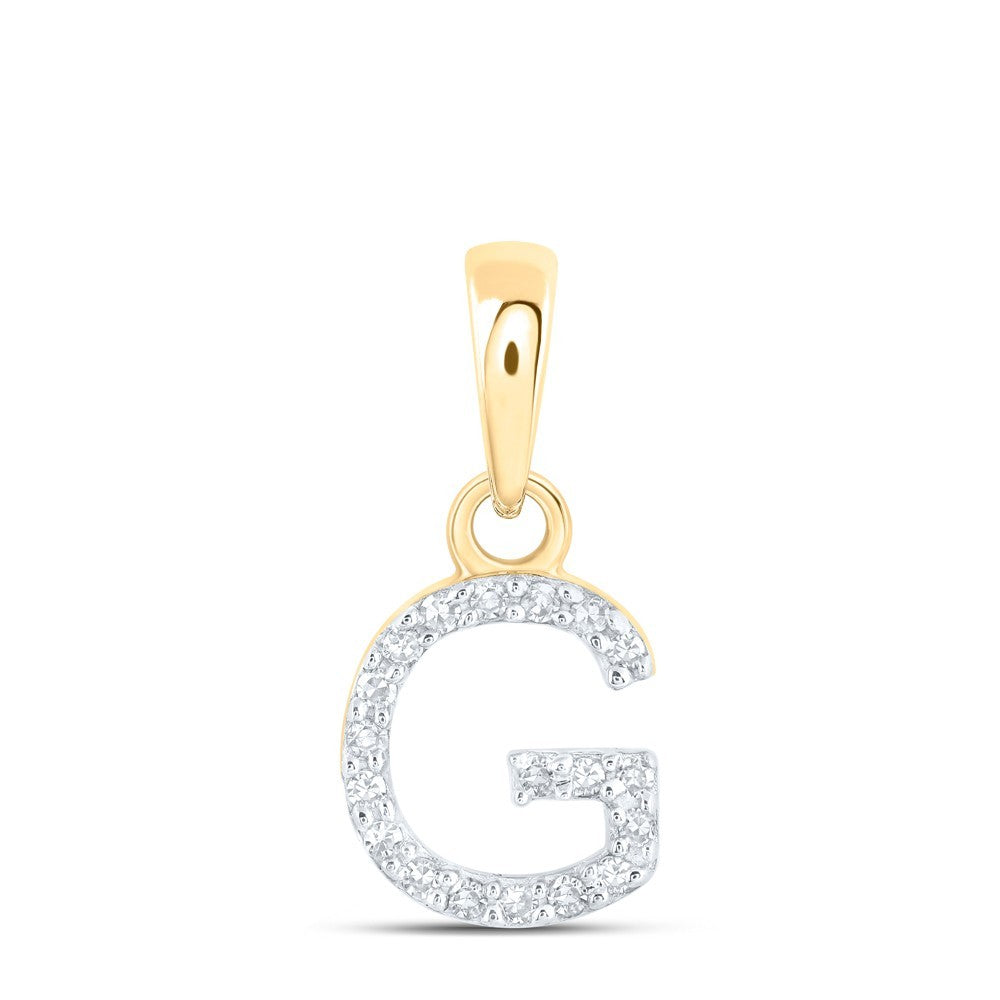 0.04CTW Natural Diamond 0.38g 10k Yellow Gold Initial "G" Pendant Letter Charm