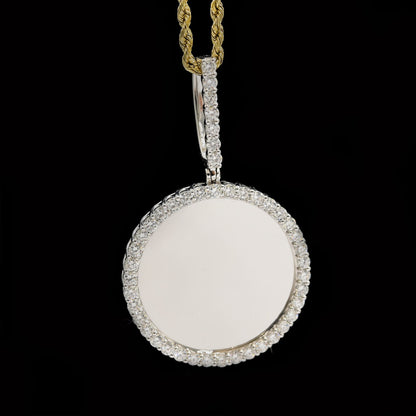 Sterling Silver 2.24CTW Lab Grown Diamond Picture Charm Big Pointer Pendant 8gms