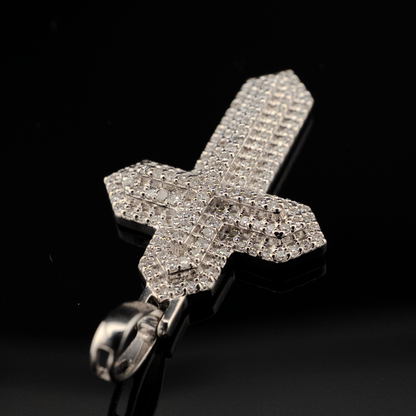 925 Natural Diamond 0.35 CTW Religious Cross Pendant Men Women Charm