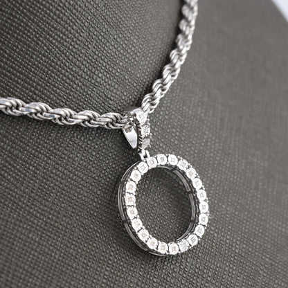 925 Silver Natural 0.15 CTW Diamond Initial Alphabet "O" Pendant 2g Unisex Charm