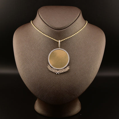 10k Yellow Gold 1.25CTW Natural Round Diamond Picture Memory Pendant 11.8g Charm