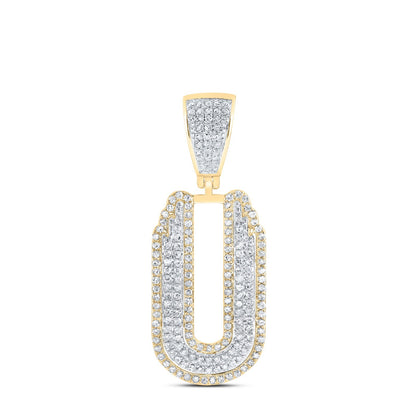 10k Yellow & White Gold 0.81 CTW Natural Diamond Initial "U" Charm 4.87g Pendant