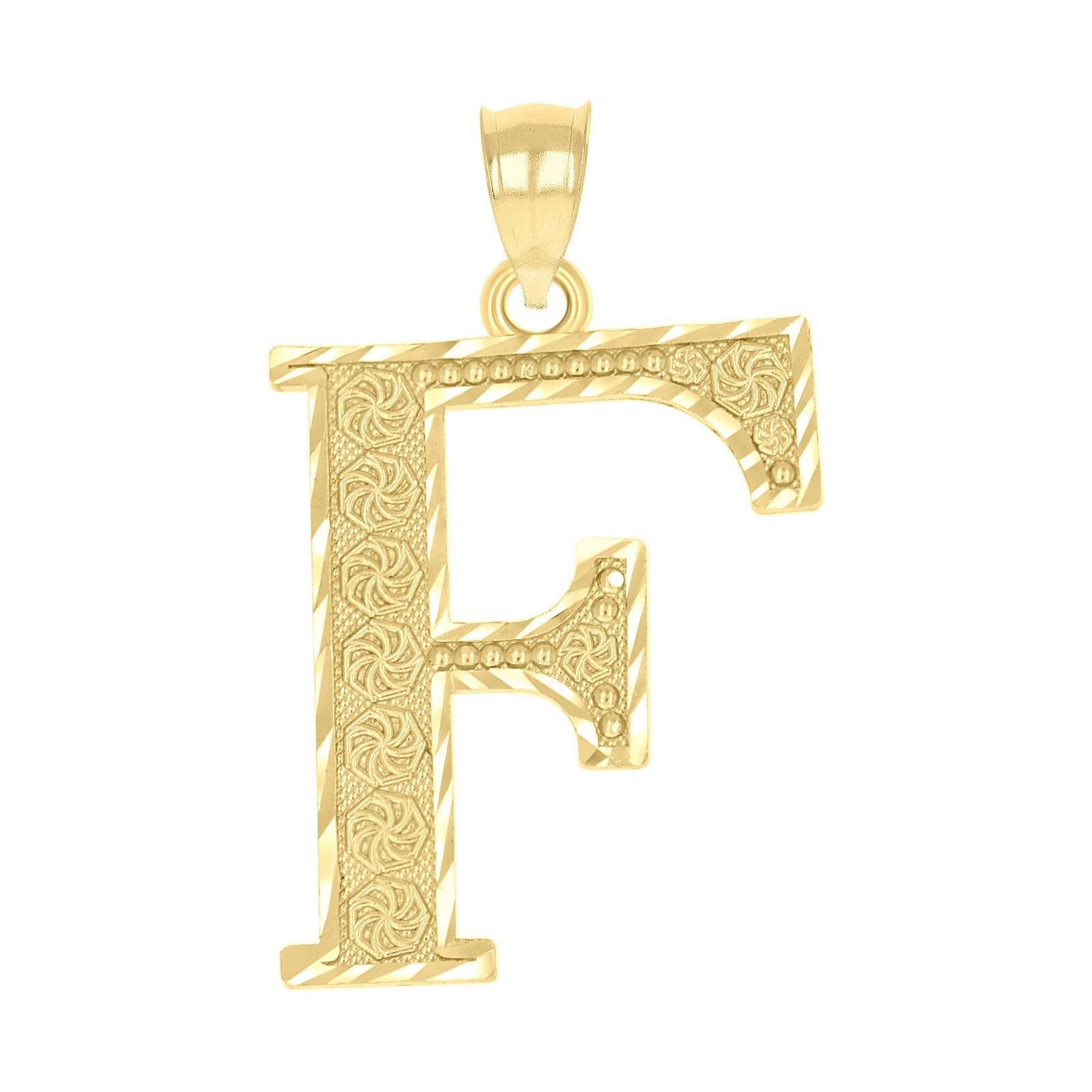 10k Yellow Gold Initial Letter "F" Pendant 1.9g Alphabet Unisex Charm