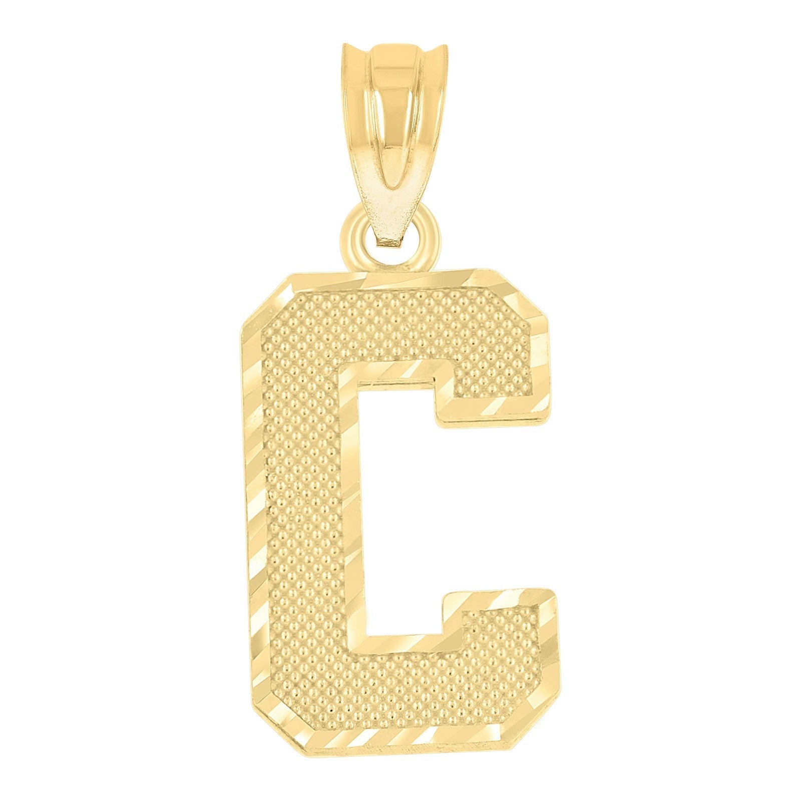 10k Yellow Gold Initial Letter "C" Pendant 0.9g Alphabet Unisex Charm