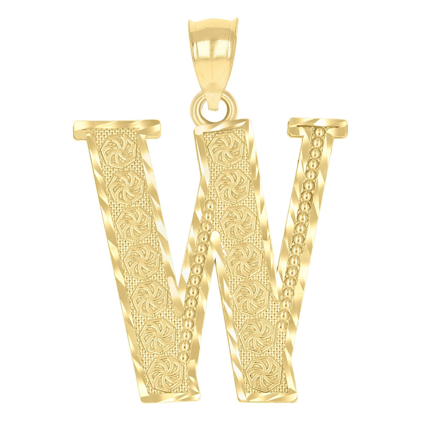 10k Yellow Gold Initial Letter "W" Pendant 3.1g Alphabet Unisex Charm