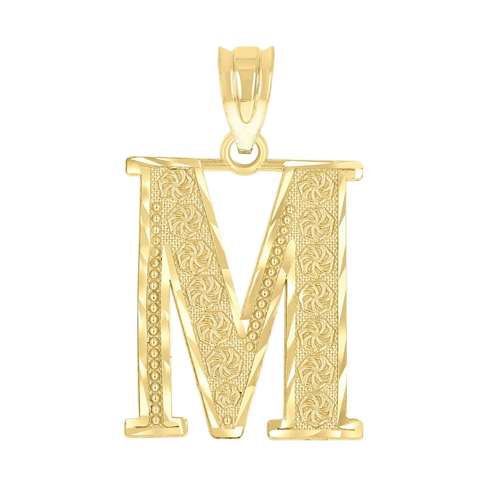 10k Yellow Gold Initial Letter "M" Pendant 1.6g Alphabet Unisex Charm