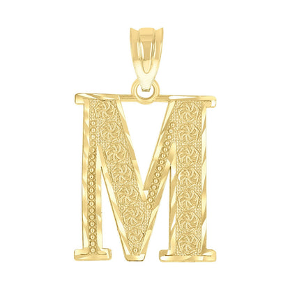 10k Yellow Gold Initial Letter "M" Pendant 1.6g Alphabet Unisex Charm
