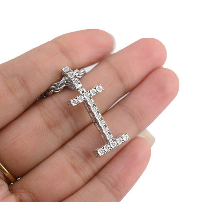 925 Silver Natural 0.15 CTW Diamond Initial Alphabet "I" Pendant 2g Unisex Charm