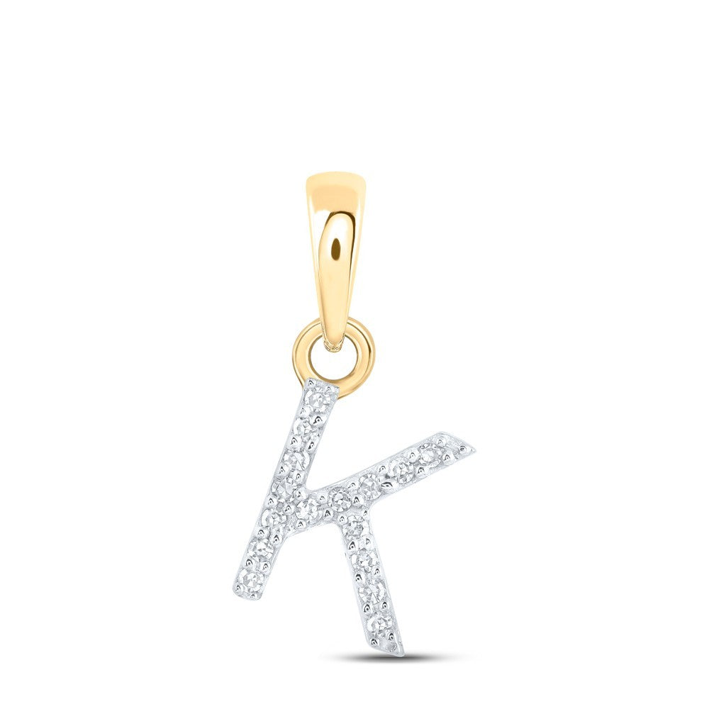 0.03CTW Natural Diamond 0.32g 10k Yellow Gold Initial "K" Pendant Letter Charm