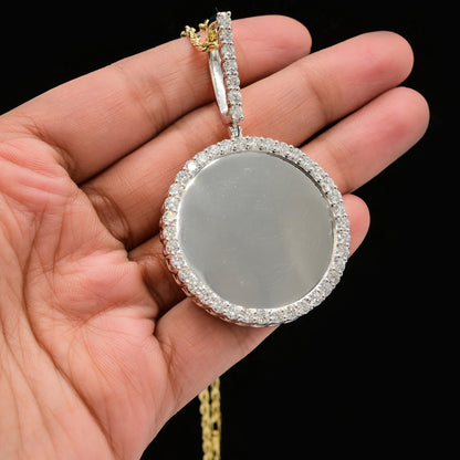 925 Silver 3.35CTW Lab Grown Diamond Picture Charm Big Pointers Pendant 11.3gms