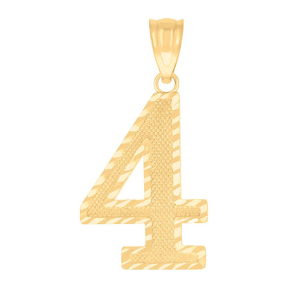 10k Yellow Gold Initial Number "4" Pendant 1.3g Numeral Unisex Charm
