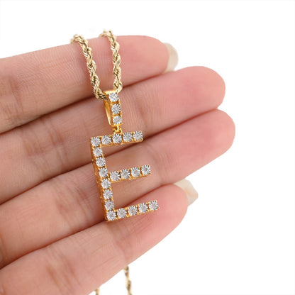 Plated 925 Sterling Silver Natural Diamond Pendant 2 grams Charm A to Z Initials