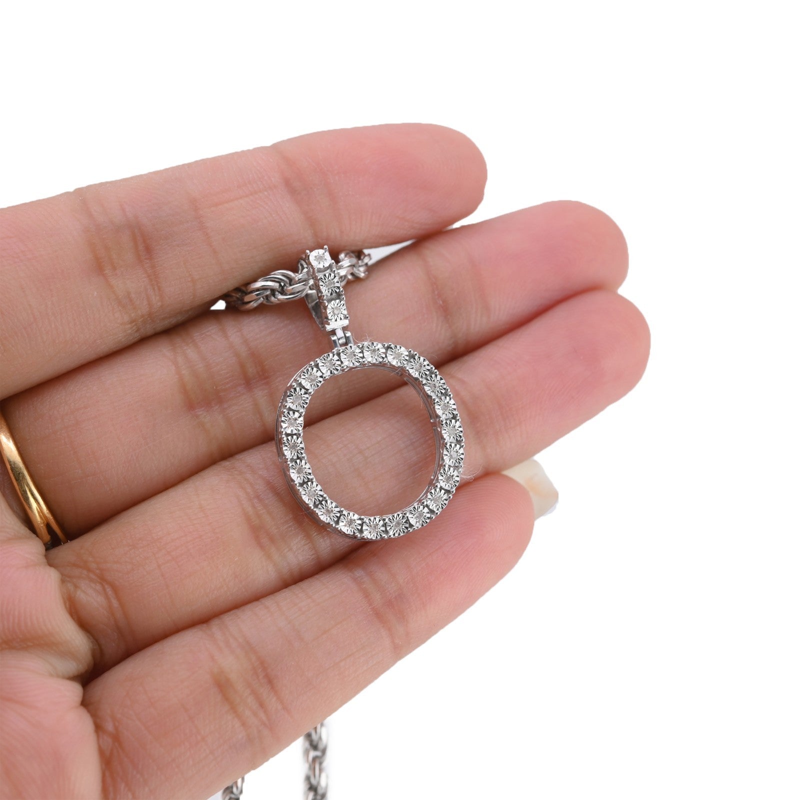 Plated 925 Sterling Silver Natural Diamond Pendant 2 grams Charm A to Z Initials