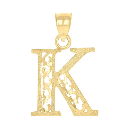 10k Yellow Gold Initial Letter "K" Pendant 0.7g Alphabet Unisex Charm